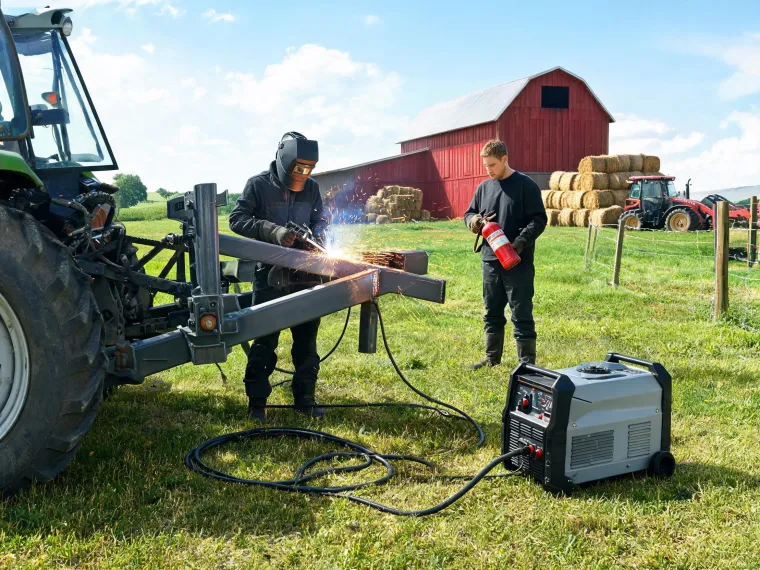 Outdoor equipment repair using stick welding